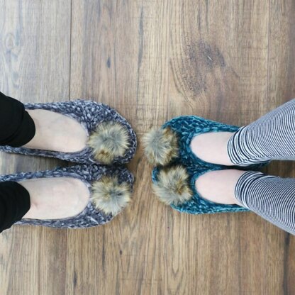 Velvet Ballet Pom Pom Slippers