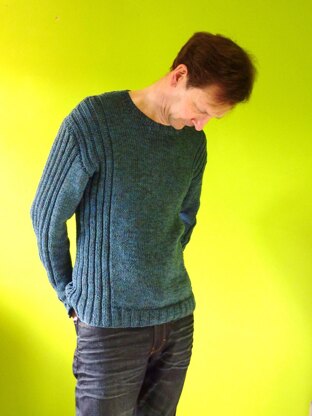Colum - Man's Ribbed Jumper Knitting pattern by Jane Howorth | LoveCrafts