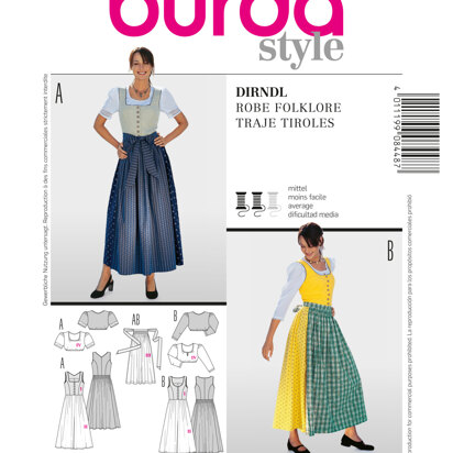 Burda Dirndl Dress Sewing Pattern B8448 - Paper Pattern, Size one size