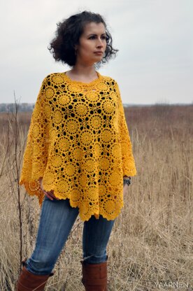 Sunflower crochet poncho tunic