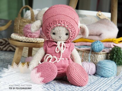 Knitting Pattern - Toy clothes - Outfit Pinky for bunny, lamb, doll