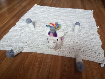 3 in 1 Rainbow Unicorn Folding Baby Blanket Toy Lovey