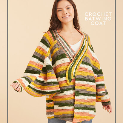 Crochet Batwing Coat - Free Crochet Pattern For Women in Paintbox Yarns Chunky Pots