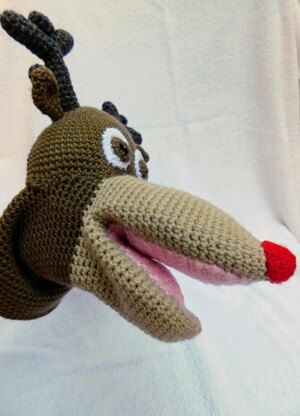 Rudolph, the reindeer, amigurumi hand puppet