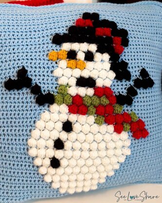 Snowman Bobble Stitch Pillow