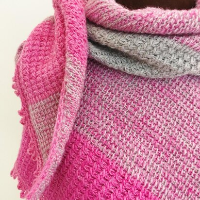 Pink and Grey Striped Shawl