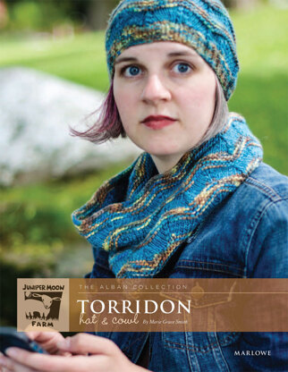 Torridon Hat & Cowl in Juniper Moon Marlowe Jeweltones & Marlowe Dappled - Downloadable PDF