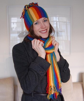 Rainbow Hat and Scarf to Knit