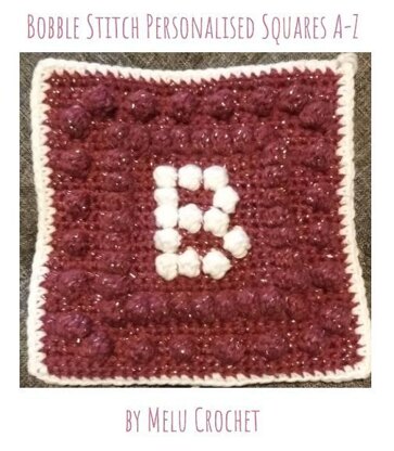 Bobble Stitch Personalised Squares A-Z US by Melu Crochet