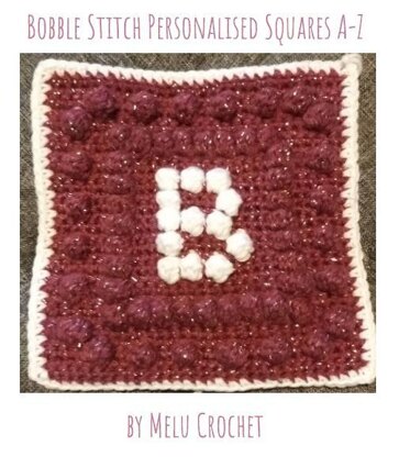 Bobble Stitch Personalised Squares A-Z US by Melu Crochet