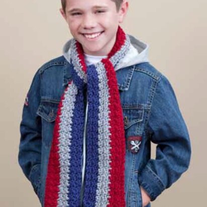School Stripes Scarf in Red Heart Soft Solids - LW2820