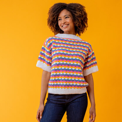 Shell Stitch Tee - Free Top Crochet Pattern for Women in Paintbox Yarns Cotton DK