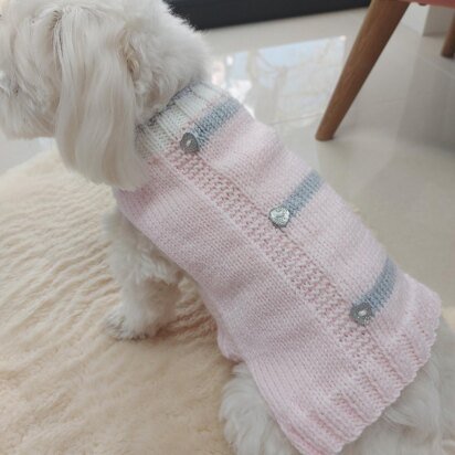 Pink stripe dog coat - knitting pattern