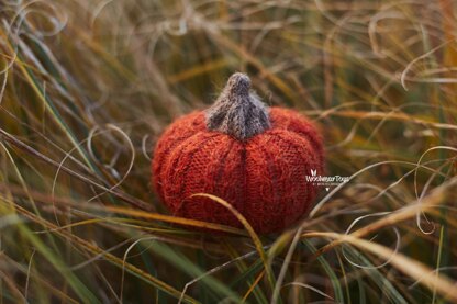 Knitted autumn pumpkins pattern in 3 sizes.