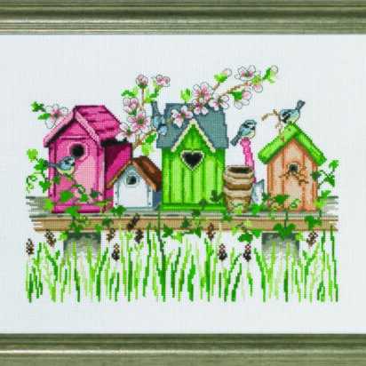 Permin Birdhouse Shelf  Cross Stitch Kit - 37 x 29 cm