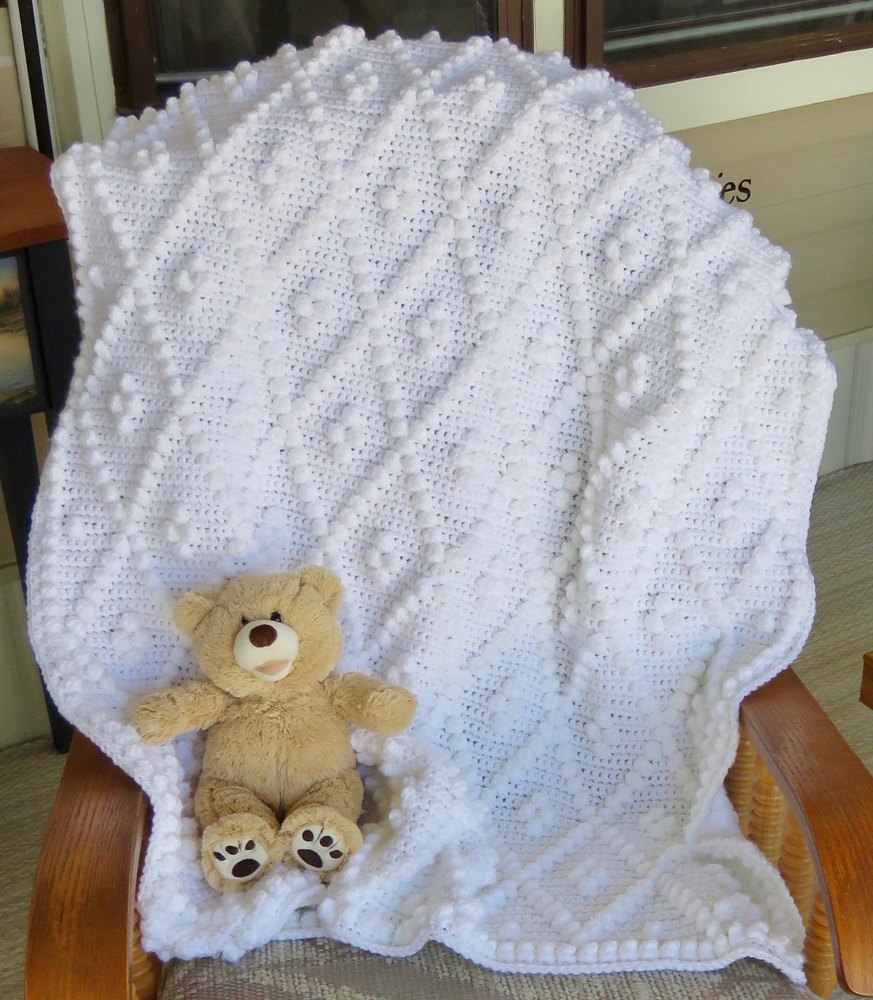 Diamonds Bobbles Baby Blanket Crochet pattern by The Baby Crow