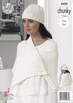 Lady’s Poncho Wrap, Poncho And Hat in King Cole Glitz Chunky - 4402 - Downloadable PDF