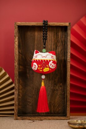 Auspicious Animals - Red Fortune Cat Pendant