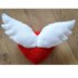 Winged Heart. Decorative Cushion. Valentine Crochet Heart. Angel Wings. Love Heart