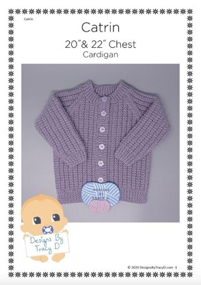 Catrin Unisex baby cardigan 20" & 22" chest size