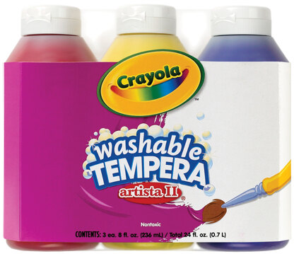 Crayola Artista II Washable Tempera Paint 8oz 3/Pkg - Primary