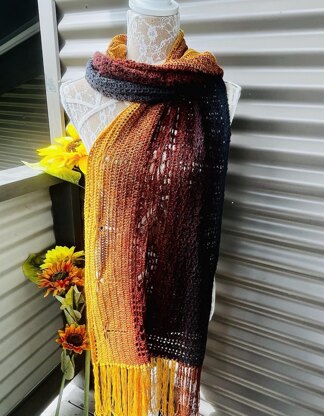 Dragonflies in Amber Scarf/Shawl