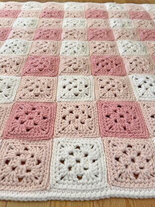 Gingham Granny Square Baby Blanket