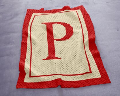 C2C Crochet Pattern Initial Letter P Blanket Baby Shower Stroller Name Christmas Throw