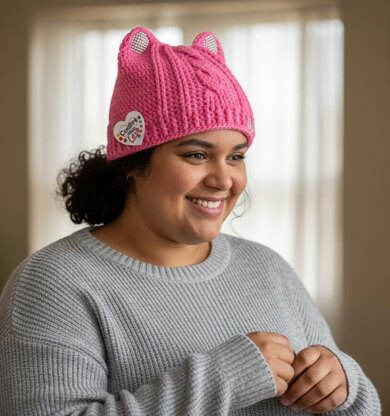 Cable Cat Hat With Bling