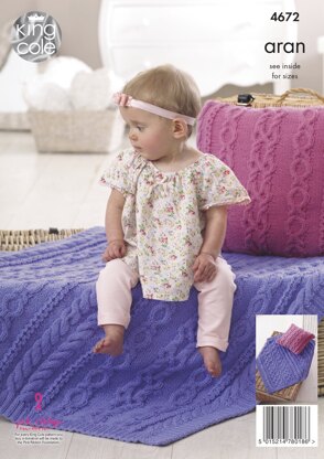 Baby Sleeping Bag, Cushion and Blanket in King Cole Comfort Aran - 4672 - Downloadable PDF