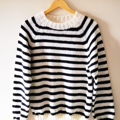 Stripe Vines Top Down Sweater - All sizes