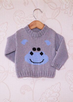 Intarsia - Hippo Face Chart - Childrens Sweater