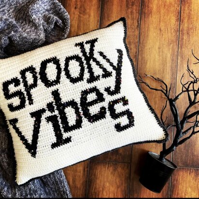 Spooky Vibes Crochet Pillow