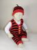 Baby Stripe Dungarees and Beanie Hat