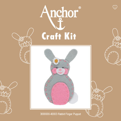 Anchor Rabbit Finger Puppet Embroidery Kit - 9cm
