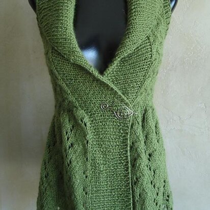 #111 Long Lace Shawl-Collared Vest