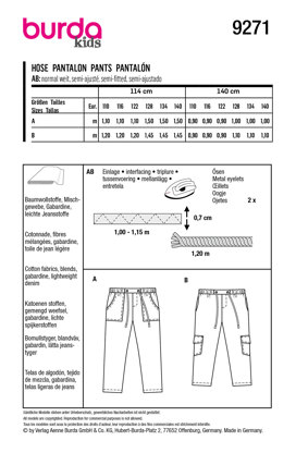 Burda Style Children's Slip-on Trousers and Pants with Elastic and Patch Pockets B9271 - Paper Pattern, Size 5-10 (110-140)