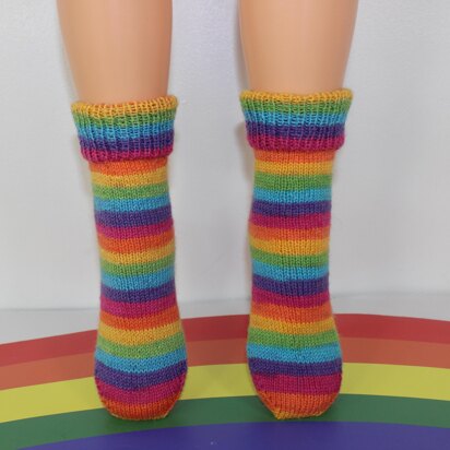 Childrens Very Easy No Heel Rainbow Socks Circular