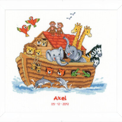 Vervaco Noah's Ark Birth Sampler Cross Stitch Kit - 33cm x 31cm