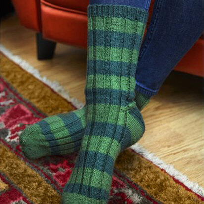 647 Tokudama Striped Socks - Knitting Pattern for Women in Valley Yarns Huntington
