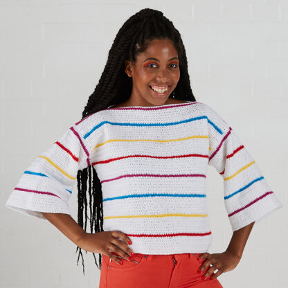 Paintbox Yarns Rainbow Boat Neck Top PDF (Free)