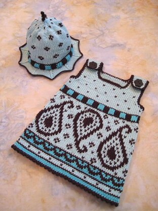 Paisley Baby Dress and Hat