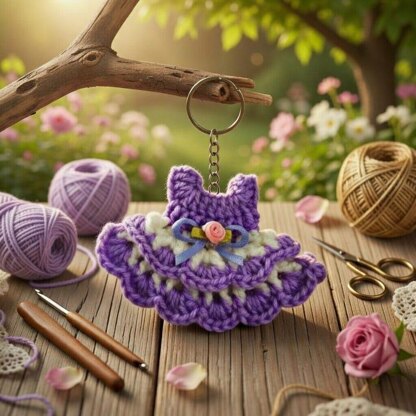 Mini Dress Keychain Crochet Pattern PDF + Video Tutorial (Beginner Friendly)