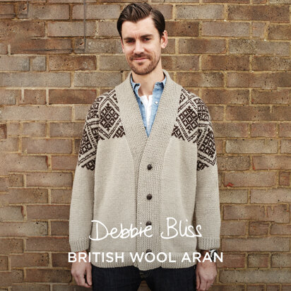 Dave's Fair Isle Cardigan - Knitting Pattern for Men in Debbie Bliss British Wool Aran