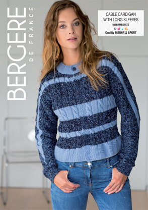 Cable Cardigan With Long Sleeves in Bergere de France Sport