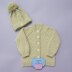 Jamie Unisex Baby cardigan and hatknitting pattern 20 inch chest size
