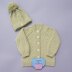 Jamie Unisex Baby cardigan and hatknitting pattern 20 inch chest size