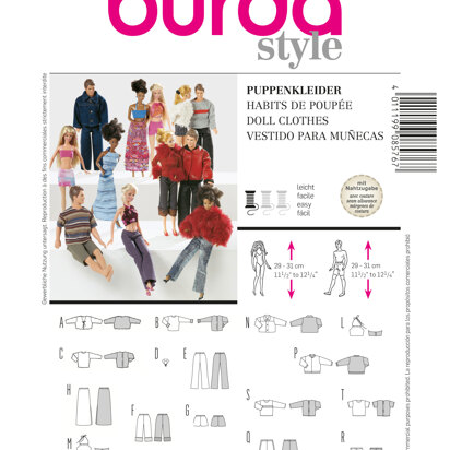 Burda Doll Clothes Sewing Pattern B8576 - Paper Pattern, Size ONE SIZE