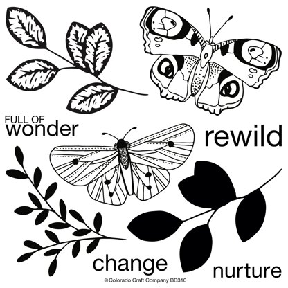 Colorado Craft Company Clear Stamps 6"X6" - Blissful Butterflies-Big & Bold