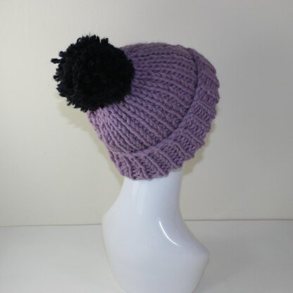 Super Chunky Rib Bobble Beanie Hat